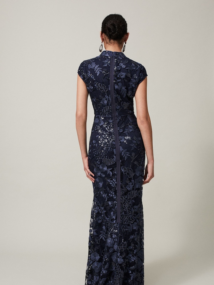 Phase Eight Sofia Embroidered Black Sequin Dress - Image 2 of 7