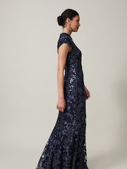 Phase Eight Sofia Embroidered Black Sequin Dress - Image 3 of 7