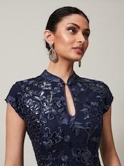 Phase Eight Sofia Embroidered Black Sequin Dress - Image 5 of 7
