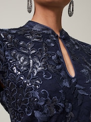 Phase Eight Sofia Embroidered Black Sequin Dress - Image 6 of 7