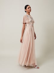 Phase Eight Pink Zena Beaded Tulle Maxi Dress - Image 5 of 6