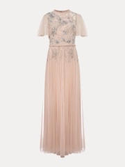 Phase Eight Pink Zena Beaded Tulle Maxi Dress - Image 6 of 6