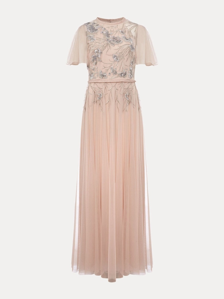 Phase Eight Pink Zena Beaded Tulle Maxi Dress - Image 6 of 6
