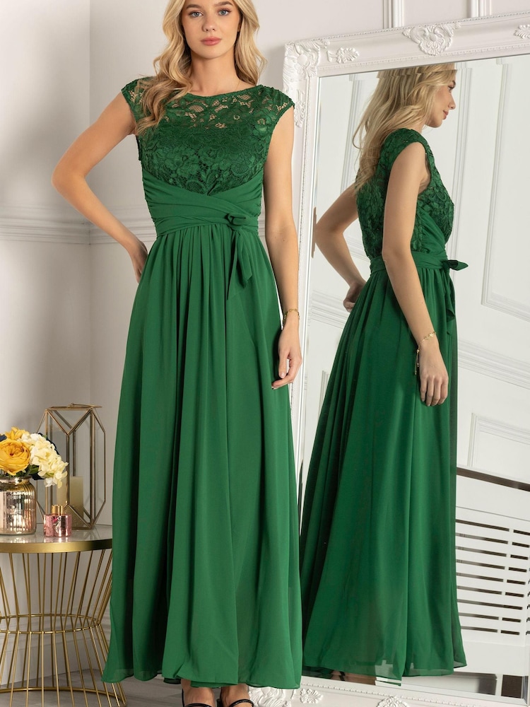 Jolie Moi Green Lace Bodice Maxi Dress - Image 1 of 5