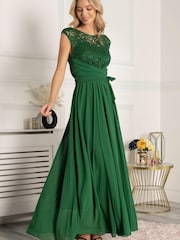 Jolie Moi Green Lace Bodice Maxi Dress - Image 3 of 5