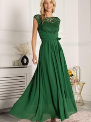 Jolie Moi Green Lace Bodice Maxi Dress - Image 4 of 5