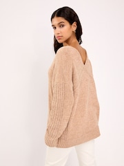 Camel Brown V-Neck Jumper - Image 2 of 6
