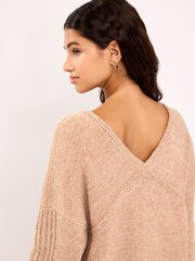 Camel Brown V-Neck Jumper - Image 3 of 6
