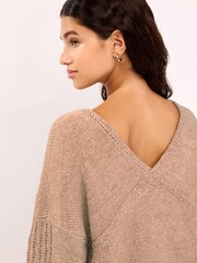 Camel Brown V-Neck Jumper - Image 4 of 6
