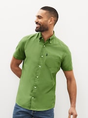 Green Slim Fit Short Sleeve Easy Iron Button Down Oxford Shirt - Image 1 of 7