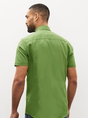 Green Slim Fit Short Sleeve Easy Iron Button Down Oxford Shirt - Image 3 of 7