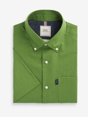 Green Slim Fit Short Sleeve Easy Iron Button Down Oxford Shirt - Image 5 of 7