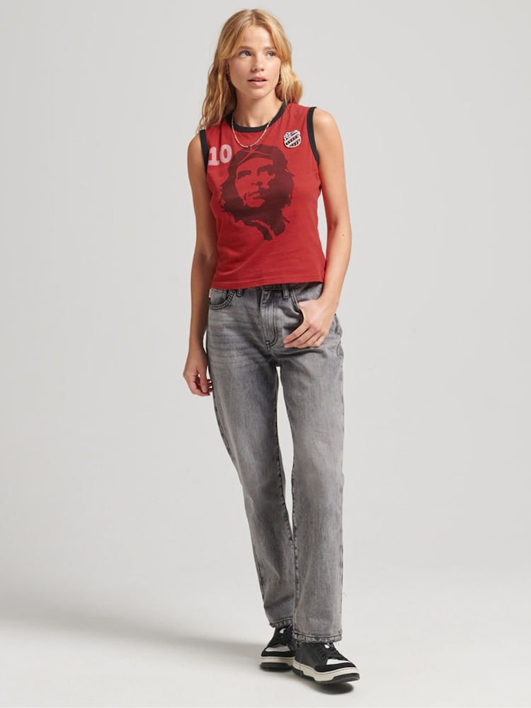 Superdry Red 100% Cotton Ringspun Allstars CG Vintage Re-Issue Vest Top - Image 2 of 4 Superdry Red 100% Cotton Ringspun Allstars CG Vintage Re-Issue Vest Top - Image 2 of 4