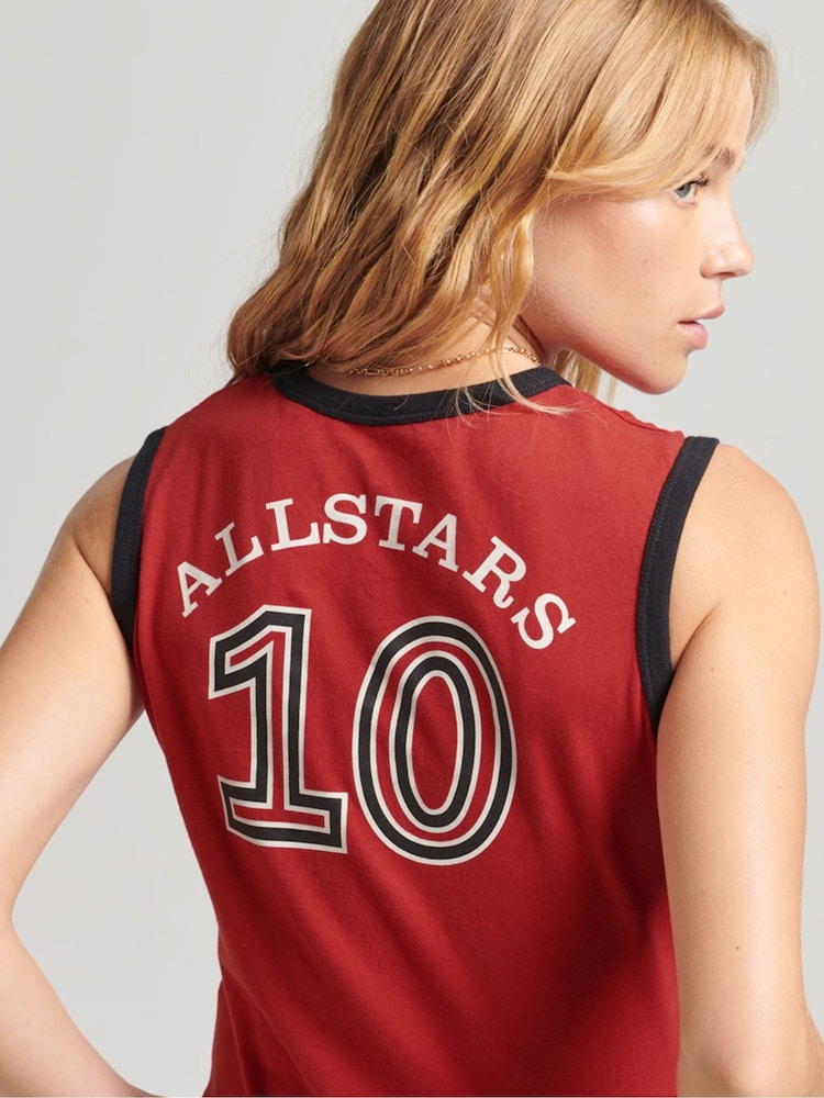 Superdry Red 100% Cotton Ringspun Allstars CG Vintage Re-Issue Vest Top - Image 4 of 4