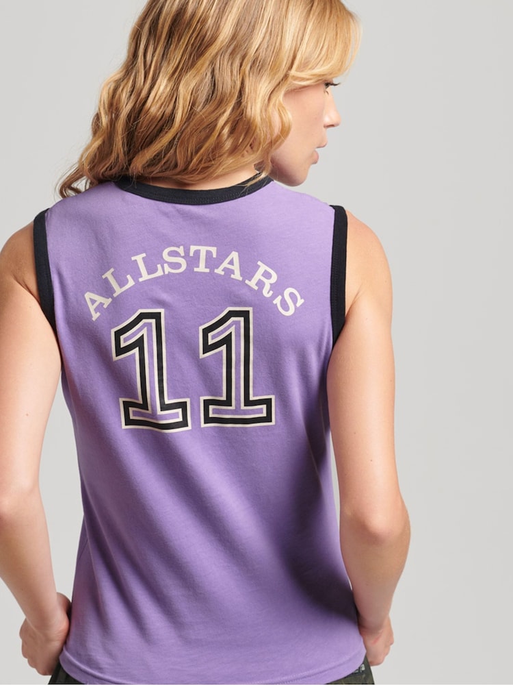 Superdry Purple 100% Cotton Ringspun Allstars JH Vintage Re-issue Vest Top - Image 2 of 4