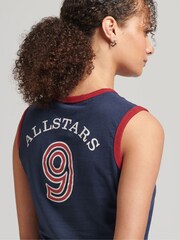 Superdry Blue 100% Cotton Ringspun Allstars Vintage Re-Issue Vest Top - Image 3 of 4