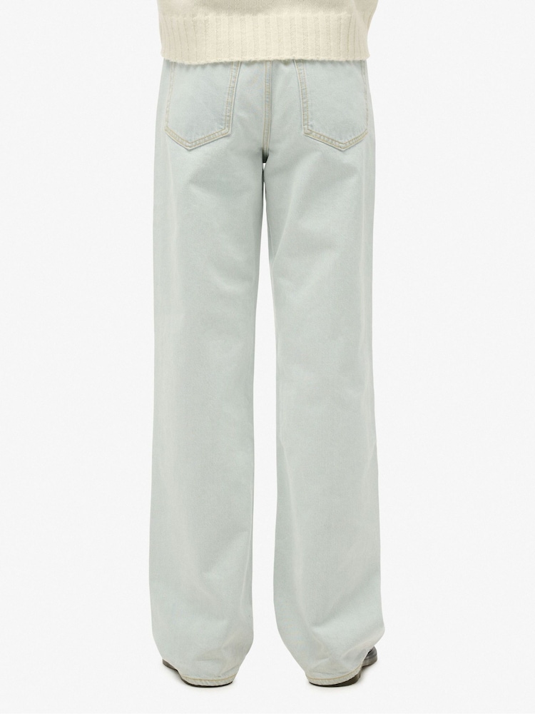 Superdry Blue Cotton Vintage Wide Leg Jeans - Image 2 of 5