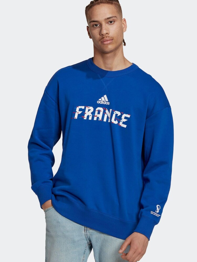 adidas Blue FIFA World Cup 2022™ France Crew 100% Cotton Sweatshirt - Image 1 of 7