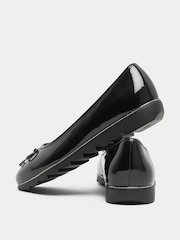 Yours Curve Black Extra Wide Fit Metal Rand Bow Wedge Ballet Pumps - Image 4 of 6