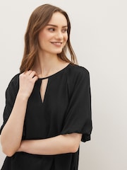 Black 3/4 Sleeve Notch Neck Top - Image 2 of 4