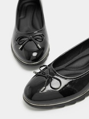 Yours Curve Black Wide Fit Metal Rand Bow Wedge Ballet Pumps - Image 6 of 6