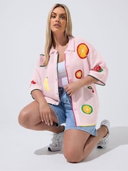 Yours Curve Pink Limited Fruit Crochet Shirt - Image 1 of 6