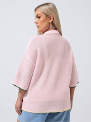 Yours Curve Pink Limited Fruit Crochet Shirt - Image 5 of 6