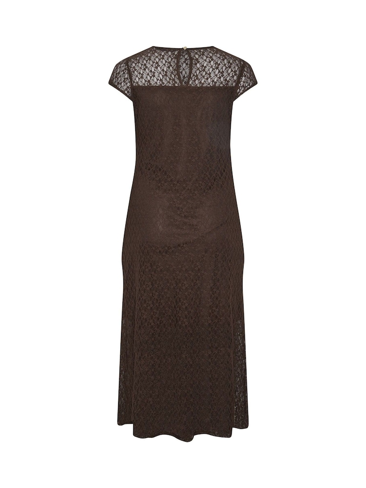 Yours Curve Brown London Sleeveless Lace Dress - Image 6 of 6