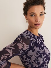 Phase Eight Cream Vera Floral Mesh Dress - Image 4 of 6