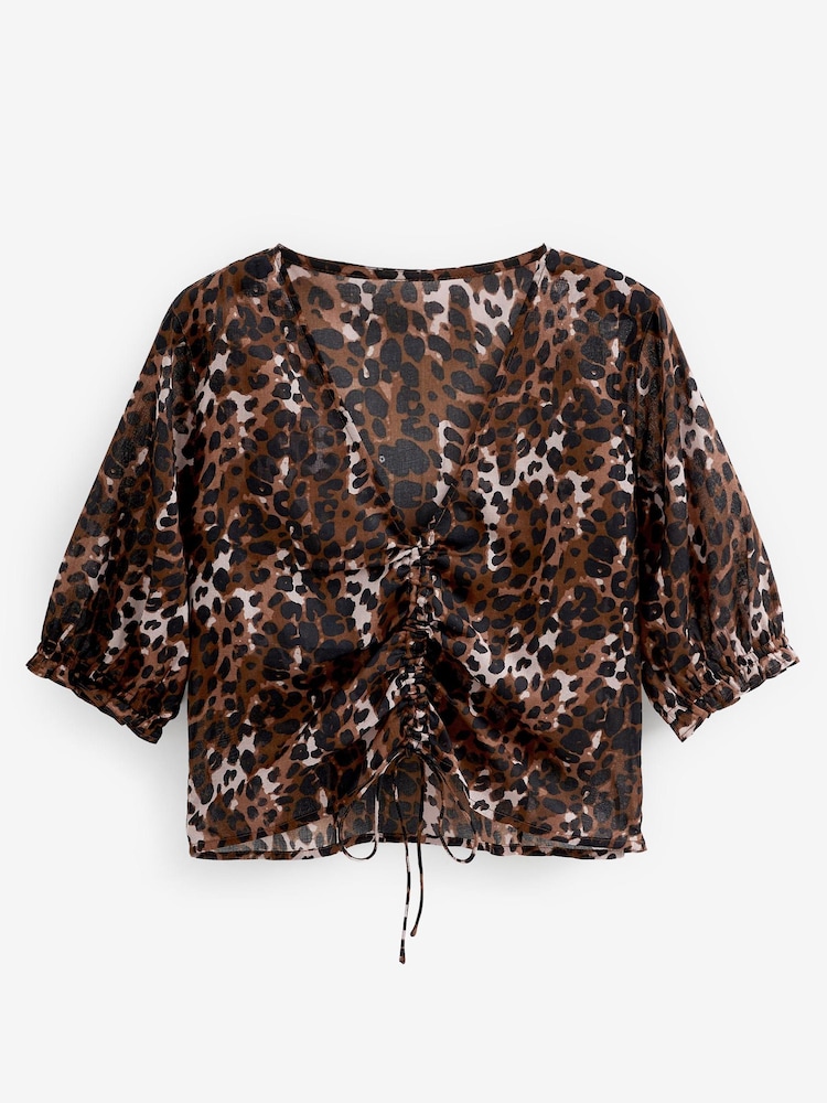 Animal Print - Kurzärmeliges Rüschenoberteil - Bild 5 von 5
