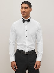 White Skinny Fit Single Cuff Dress Shirt and Bow Tie Set - Image 4 of 9