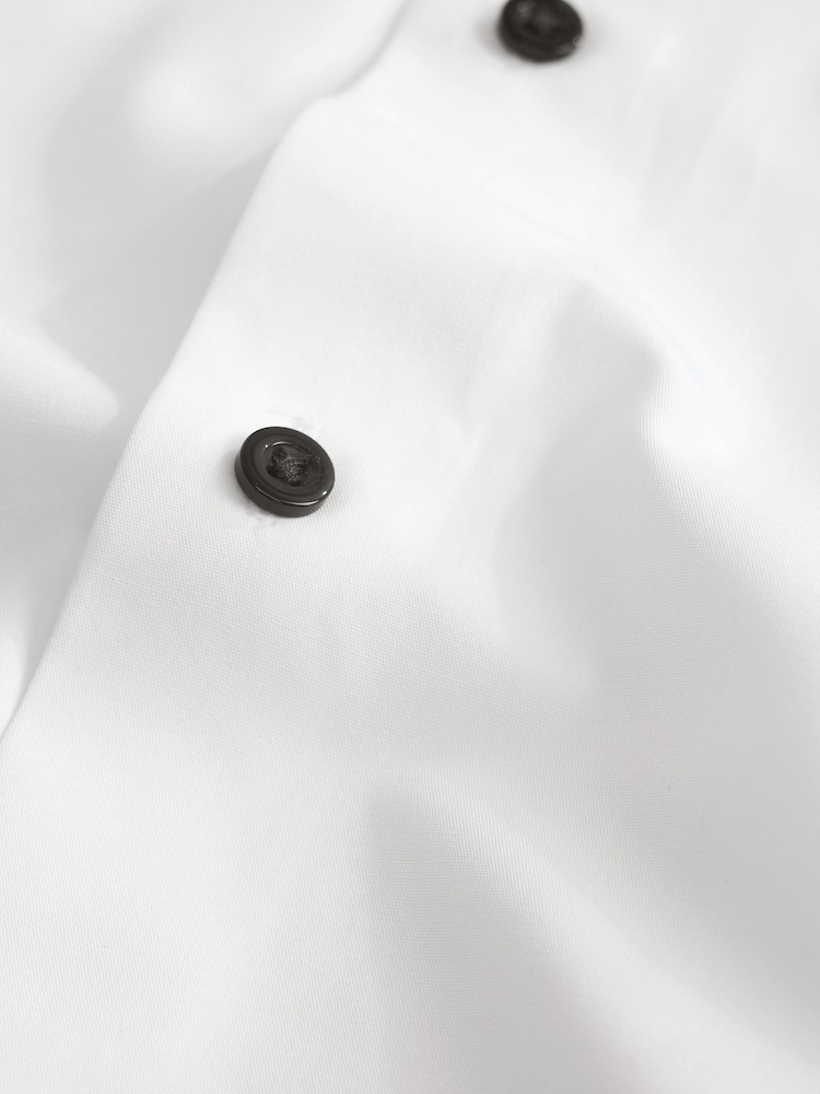 White Skinny Fit Single Cuff Dress Shirt and Bow Tie Set - Image 9 of 9