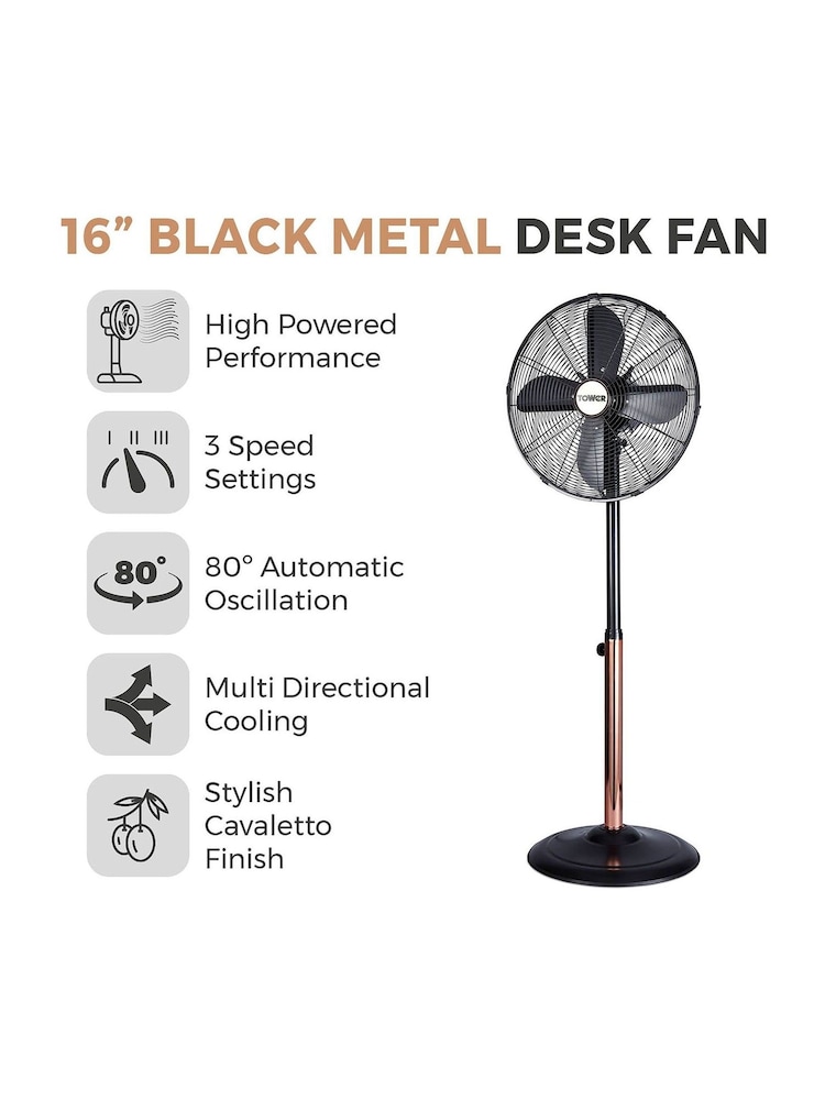 Tower Copper/Black 16 Inch Pedestal Fan - Image 2 of 8