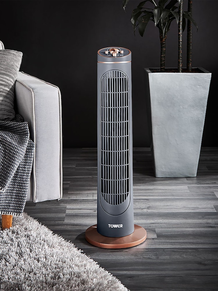 Tower Grey 2 Hour Timer 3 Speeds Oscillation Fan - Image 1 of 8