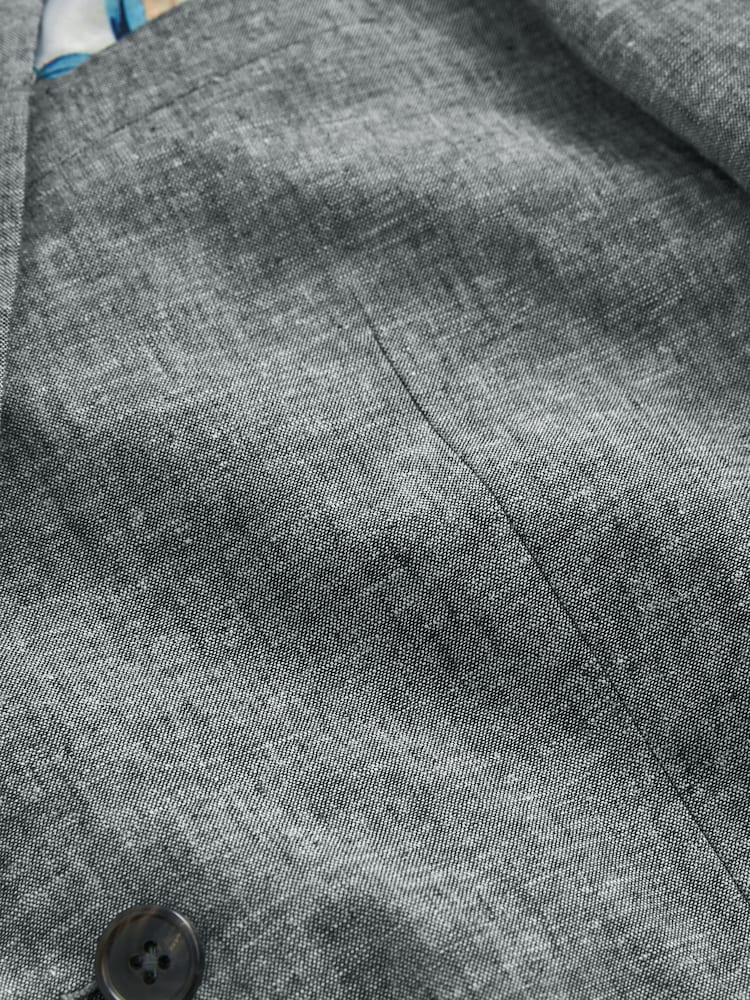 Bleu avec col Bleu contrastant bleu marine - Blazer Linen Blend - Image 6 of 7