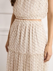 Ivory Cream Ruffle Tulle Tiered Maxi Skirt - Image 4 of 5