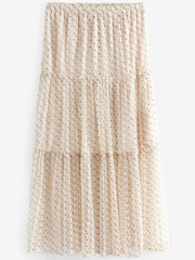 Ivory Cream Ruffle Tulle Tiered Maxi Skirt - Image 5 of 5