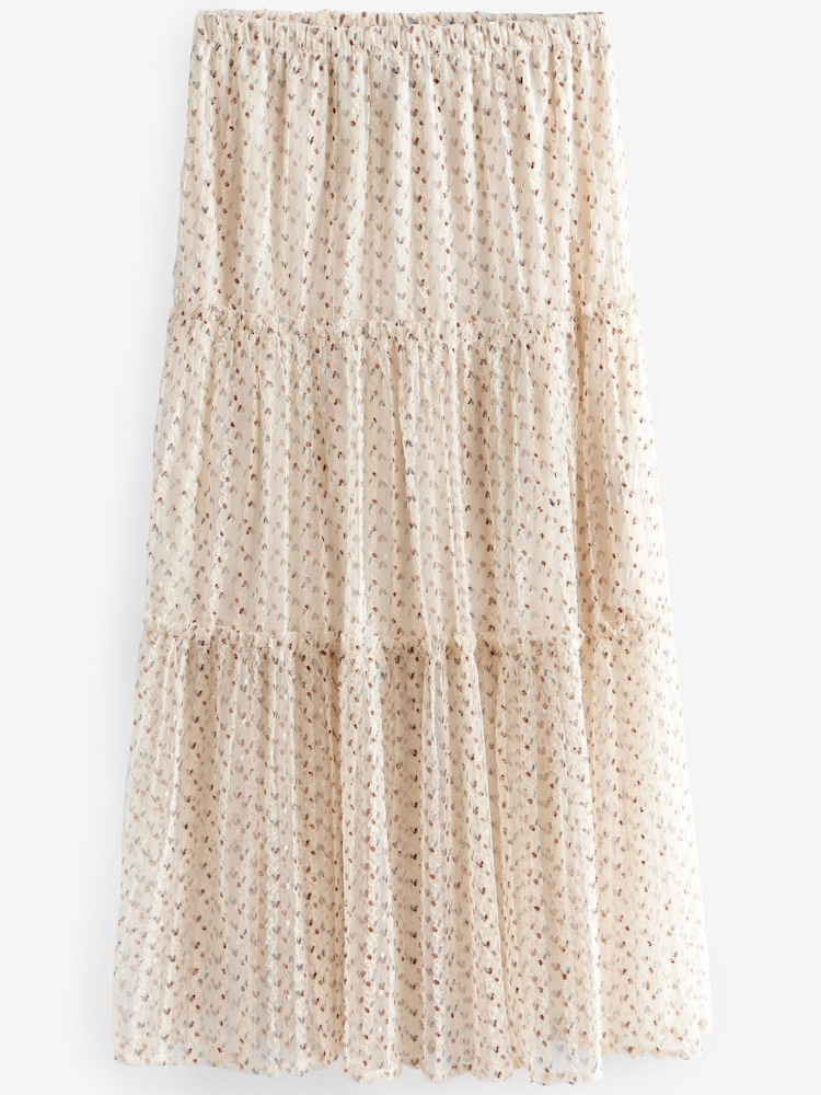 Ivory Cream Ruffle Tulle Tiered Maxi Skirt - Image 5 of 5