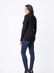 Seraphine Maternity Roll Neck Black Jumper With Button Detail - Image 2 of 5