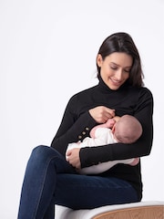 Seraphine Maternity Roll Neck Black Jumper With Button Detail - Image 5 of 5