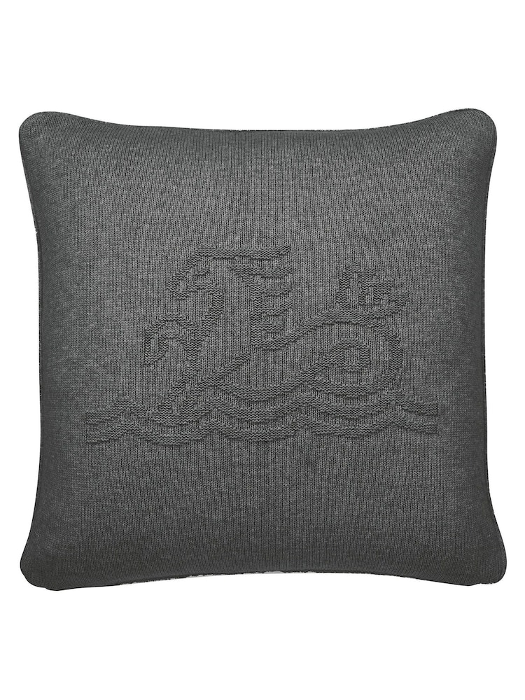 Bedeck of Belfast Grey Signature Knit 100% Cotton Cushion - Image 3 of 4