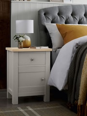 Dove Grey Malvern Paint Effect 1 Door, 1 Drawer Bedside Table - Image 1 of 10