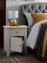 Dove Grey Malvern Paint Effect 1 Door, 1 Drawer Bedside Table - Image 3 of 10
