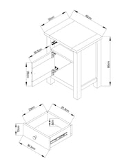 Dove Grey Malvern Paint Effect 1 Door, 1 Drawer Bedside Table - Image 5 of 10