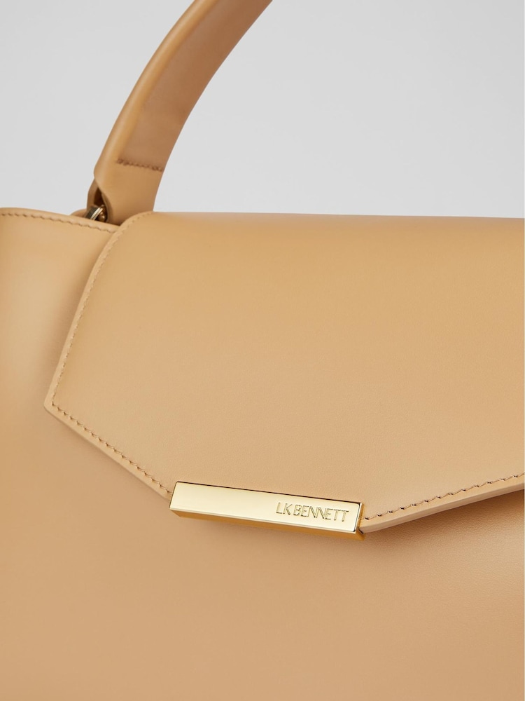 LK Bennett Camel Brown Harbour Leather Trapeze Tote Bag - Image 4 of 4