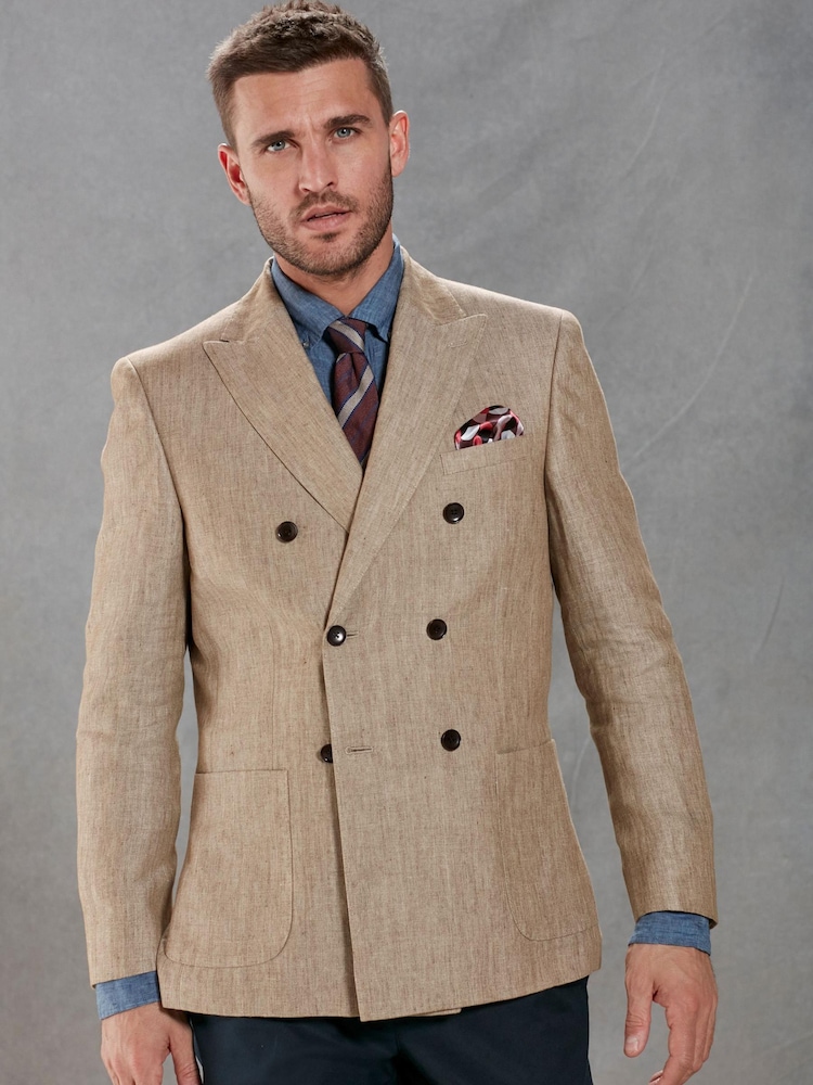 Nevtralna srtastim vzorcem - Laneni blazer Signature Leomaster - Slika 1 iz 12 Nevtralna srtastim vzorcem - Laneni blazer Signature Leomaster - Slika 1 iz 12