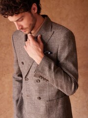 Neutral Signature Double Breasted Angelico Linen Blend Blazer - Image 1 of 7
