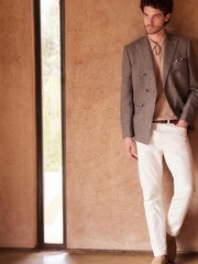 Neutral Signature Double Breasted Angelico Linen Blend Blazer - Image 2 of 7