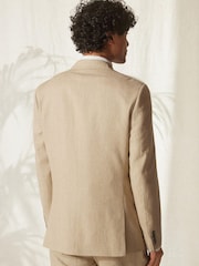 Stone Tailored Fit Linen Blend Suit Jacket - Image 3 of 12