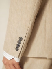 Stone Tailored Fit Linen Blend Suit Jacket - Image 5 of 12
